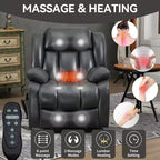 Fauteuil inclinable électrique gris en similicuir avec massage vibratoire 8 points et chauffage lombaire pour salon d'appartement