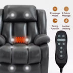 Fauteuil inclinable électrique gris en similicuir avec massage vibratoire 8 points et chauffage lombaire pour salon d'appartement