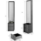 Armoire miroir pleine longueur avec rangement, armoire miroir sur pied de 160 cm avec 2 tiroirs, coiffeuse organisatrice de maquillage pour chambre et salle de bain