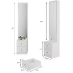 Armoire miroir pleine longueur avec rangement, armoire miroir sur pied de 160 cm avec 2 tiroirs, coiffeuse organisatrice de maquillage pour chambre et salle de bain