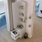 Armoire miroir pleine longueur avec rangement, armoire miroir sur pied de 160 cm avec 2 tiroirs, coiffeuse organisatrice de maquillage pour chambre et salle de bain