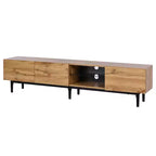 Meuble TV moderne avec 4 armoires et étagères ouvertes, meuble console média assorti pour téléviseurs jusqu'à 80'' avec éclairage LED