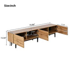 Meuble TV moderne avec 4 armoires et étagères ouvertes, meuble console média assorti pour téléviseurs jusqu'à 80'' avec éclairage LED