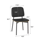 Chaise de salle à manger de ferme, assise et dossier en cuir rembourrés, chaise d'appoint élégante pour cuisine, salle à manger, salon, noir