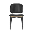 Chaise de salle à manger de ferme, assise et dossier en cuir rembourrés, chaise d'appoint élégante pour cuisine, salle à manger, salon, noir