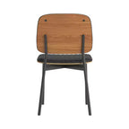 Chaise de salle à manger de ferme, assise et dossier en cuir rembourrés, chaise d'appoint élégante pour cuisine, salle à manger, salon, noir