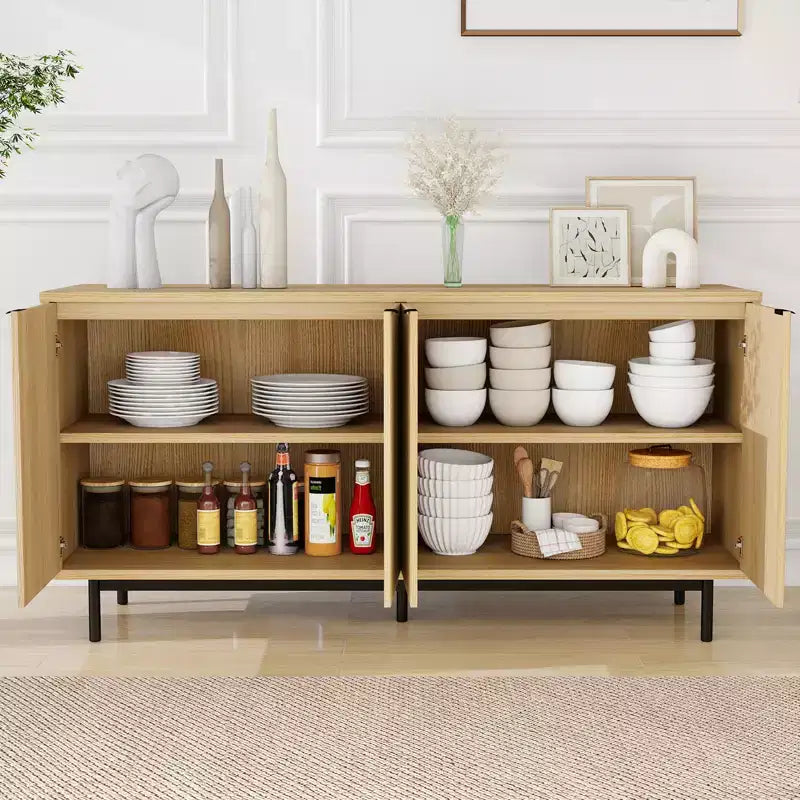 Meuble TV pour téléviseur de 65 pouces, console média moderne avec rangement, centre de divertissement pour salon