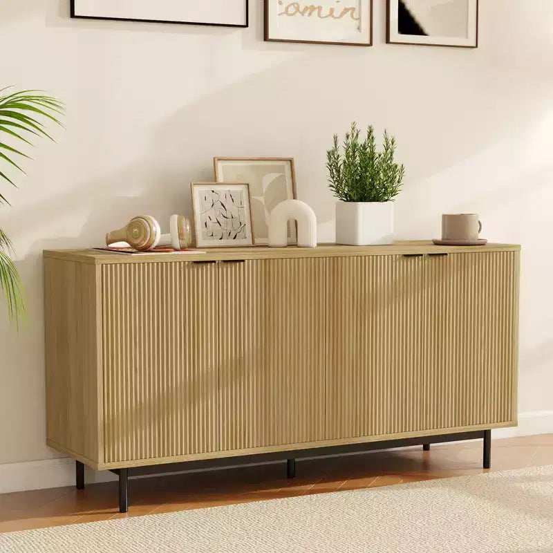 Meuble TV pour téléviseur de 65 pouces, console média moderne avec rangement, centre de divertissement pour salon