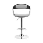Chaise de bar pivotante à dossier bas et hauteur réglable en fer gris et argent