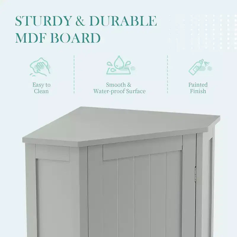 Meuble de Rangement d'Angle Autoportant pour Salle de Bain, en Bois Moderne, Triangle, avec Étagère Réglable