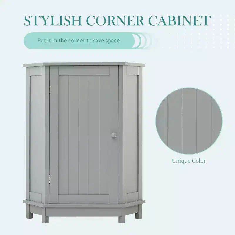 Meuble de Rangement d'Angle Autoportant pour Salle de Bain, en Bois Moderne, Triangle, avec Étagère Réglable