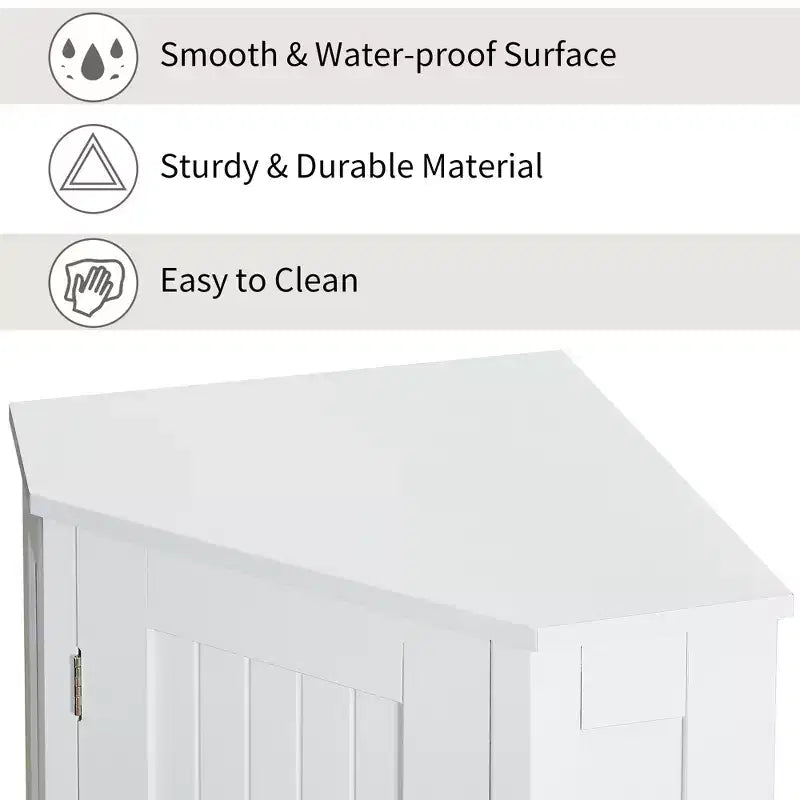 Meuble de Rangement d'Angle Autoportant pour Salle de Bain, en Bois Moderne, Triangle, avec Étagère Réglable