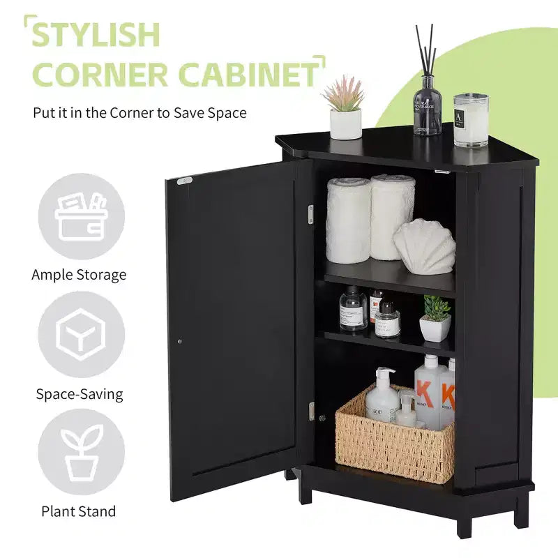 Meuble de Rangement d'Angle Autoportant pour Salle de Bain, en Bois Moderne, Triangle, avec Étagère Réglable