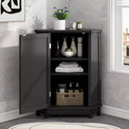GDFStudio Clara Modern Wood Triangle Freestanding Corner Bathroom Storage Cabinet with Adjustable Shelf