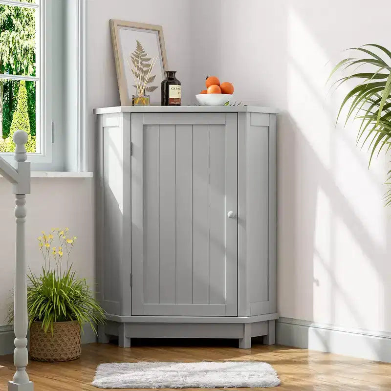 Meuble de Rangement d'Angle Autoportant pour Salle de Bain, en Bois Moderne, Triangle, avec Étagère Réglable