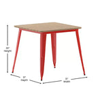 Table à manger de qualité commerciale pour l'intérieur/extérieur, plateau carré de 80 cm en polyrésine tout temps avec base en acier
