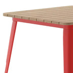 Table à manger de qualité commerciale pour l'intérieur/extérieur, plateau carré de 80 cm en polyrésine tout temps avec base en acier