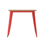 Table à manger de qualité commerciale pour l'intérieur/extérieur, plateau carré de 80 cm en polyrésine tout temps avec base en acier