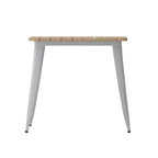 Table à manger de qualité commerciale pour l'intérieur/extérieur, plateau carré de 80 cm en polyrésine tout temps avec base en acier