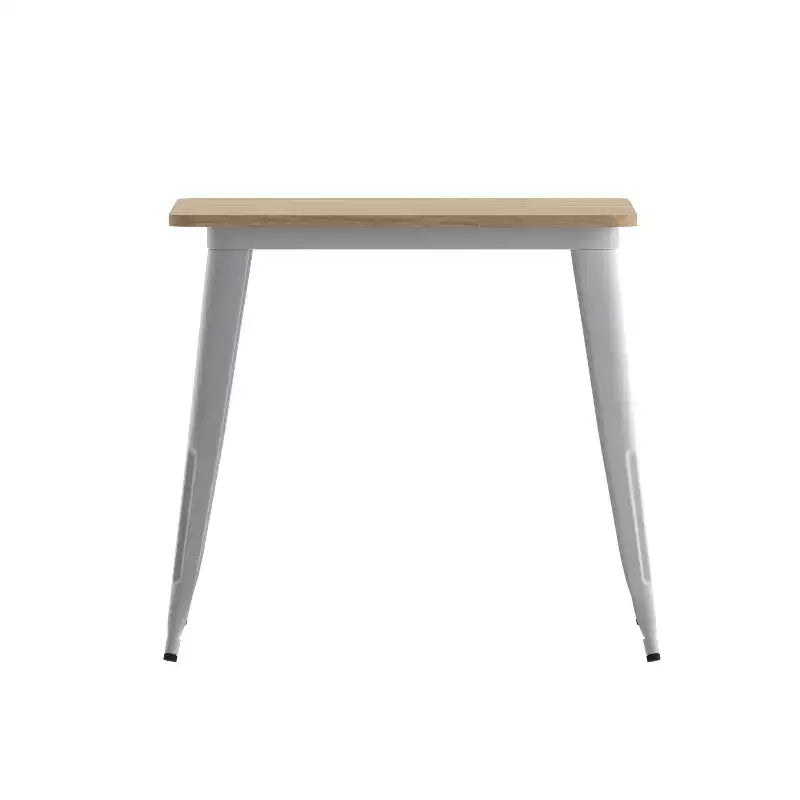 Table à manger de qualité commerciale pour l'intérieur/extérieur, plateau carré de 80 cm en polyrésine tout temps avec base en acier