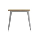 Table à manger de qualité commerciale pour l'intérieur/extérieur, plateau carré de 80 cm en polyrésine tout temps avec base en acier