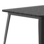 Table à manger de qualité commerciale pour l'intérieur/extérieur, plateau carré de 80 cm en polyrésine tout temps avec base en acier
