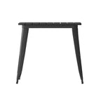 Table à manger de qualité commerciale pour l'intérieur/extérieur, plateau carré de 80 cm en polyrésine tout temps avec base en acier