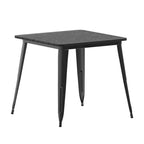 Table à manger de qualité commerciale pour l'intérieur/extérieur, plateau carré de 80 cm en polyrésine tout temps avec base en acier